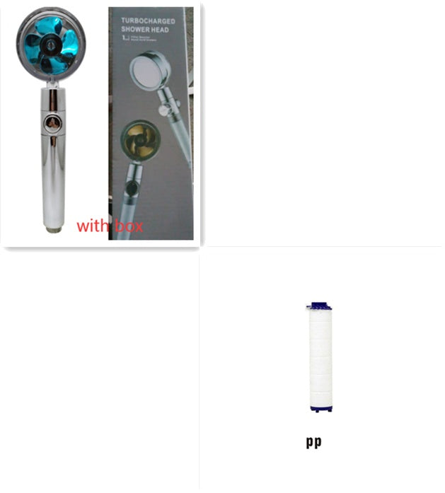 Cabezal de Ducha con Ahorro de Agua, Flujo Giratorio 360 Grados con Pequeño Ventilador, Boquilla Rociadora de Alta Presión de Lluvia de ABS, Accesorios de Baño