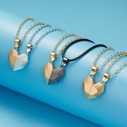 Collier aimanté créatif avec cœur brisé pour hommes et femmes