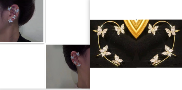 Pendiente de moda, clip de oreja de mariposa y joya de gancho para la oreja