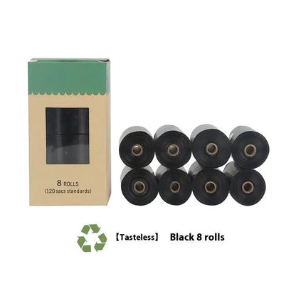 Degradable pet waste bags by AdTec, black, 8 rolls