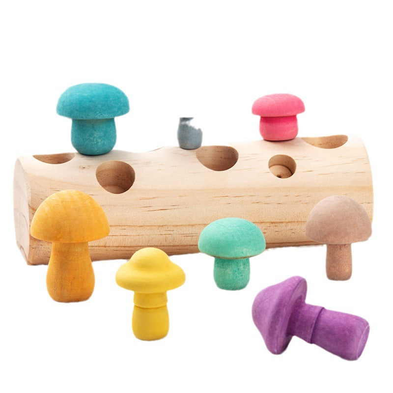 Simulation Mushroom Picking Game Early Education Wooden Toys