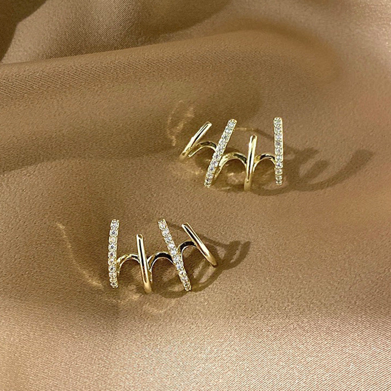 Boucles d'oreilles en argent S925 serties de zircons à quatre griffes