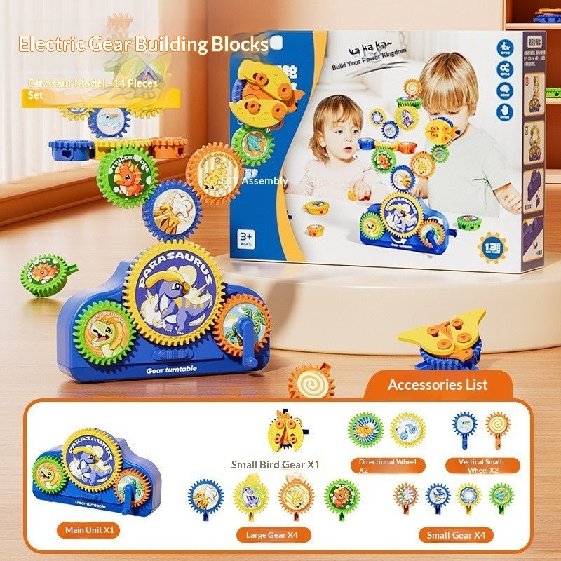 Jouet de construction électrique pour enfants, blocs de construction à engrenages variables, casse-tête rotatif