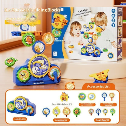 Jouet de construction électrique pour enfants, blocs de construction à engrenages variables, casse-tête rotatif