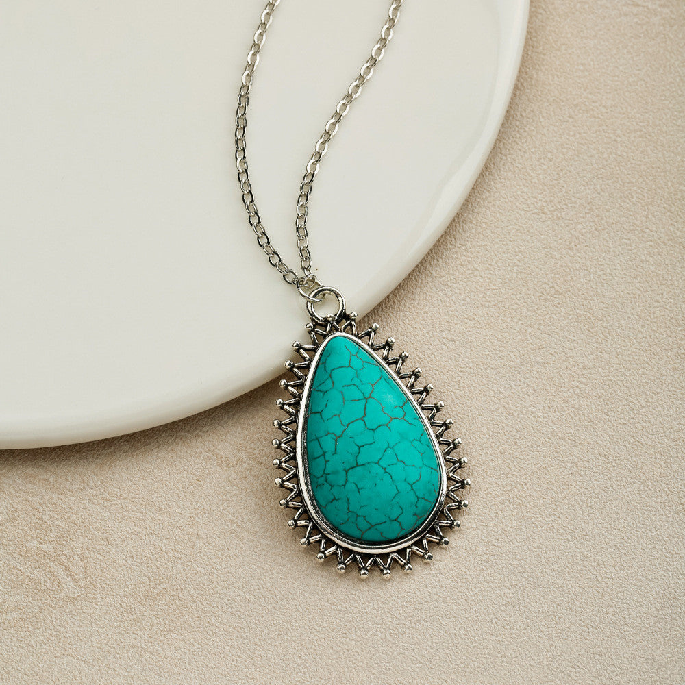 Collier Pendentif Turquoise Style Bohème Ornement Vente en Gros Transfrontalière Européenne et Américaine Bijoux Naturels