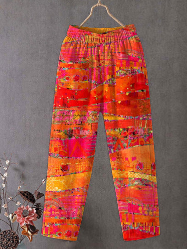 Pantalon décontracté en coton et lin pour femme, coupe droite amincissante, longueur capri