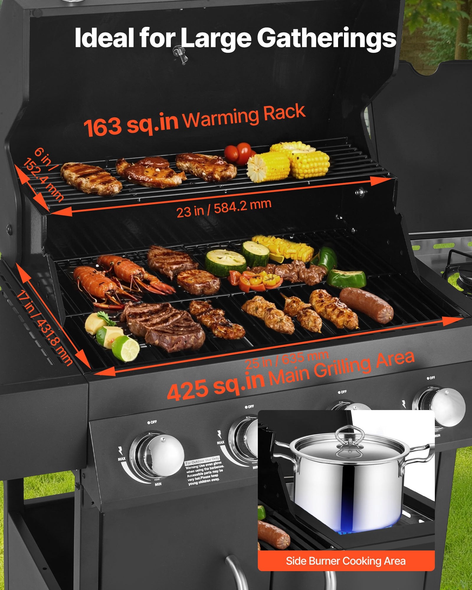 Parrilla de gas, parrilla de gas propano de 4 quemadores