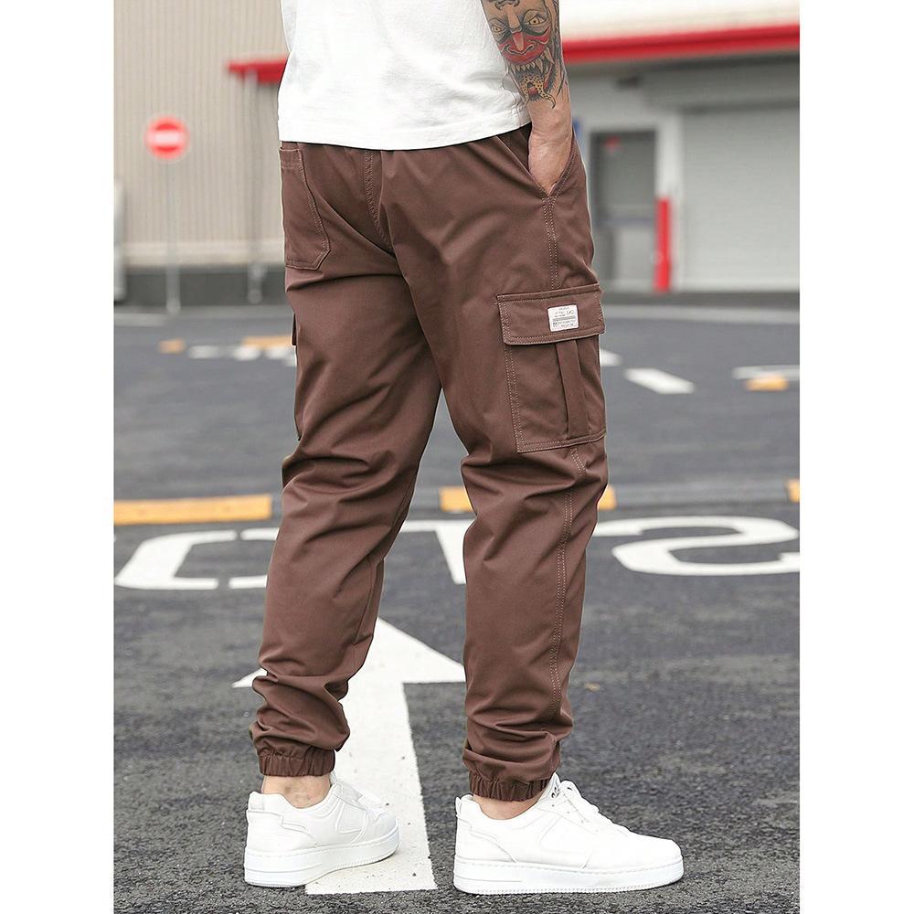 Men's Retro Drawstring Multi Pocket Workwear Casual Pants