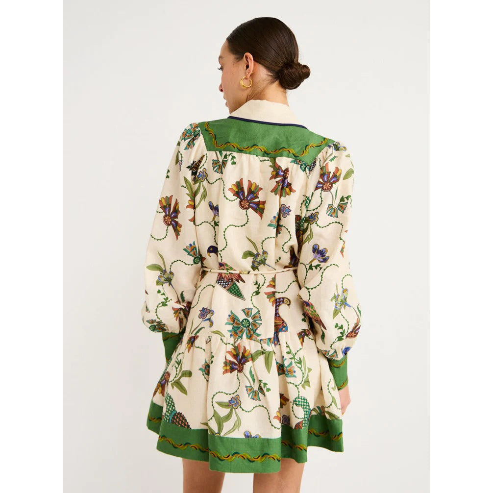 Robe à col et manches longues imprimée
