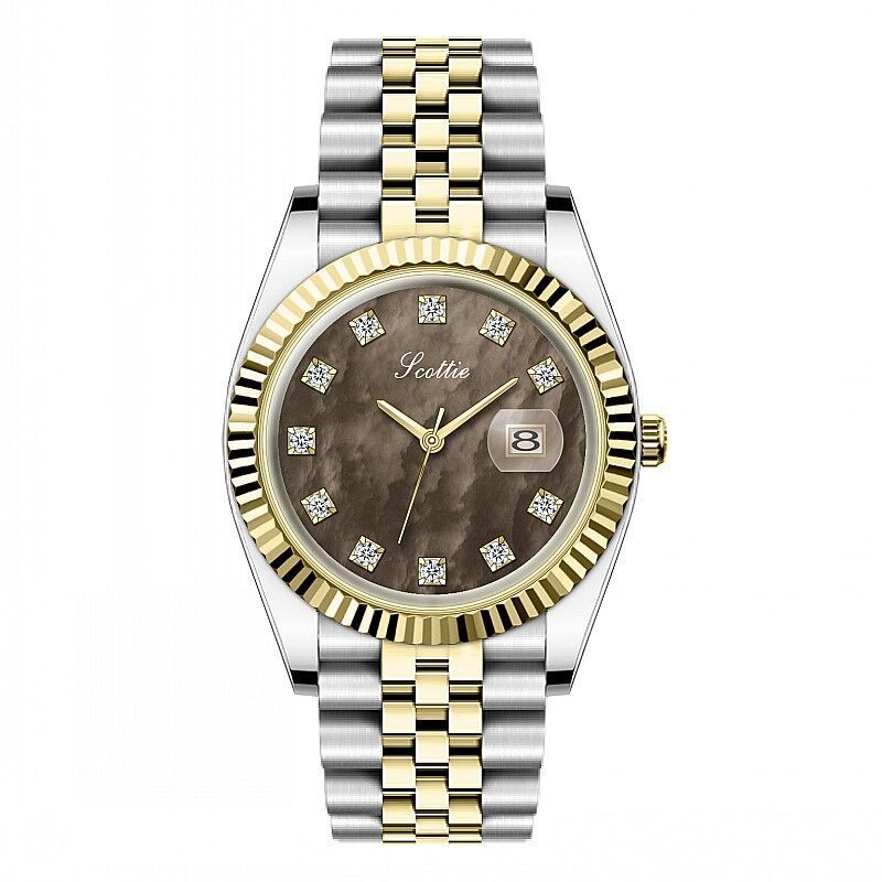 Montre femme simple et élégante en acier avec calendrier