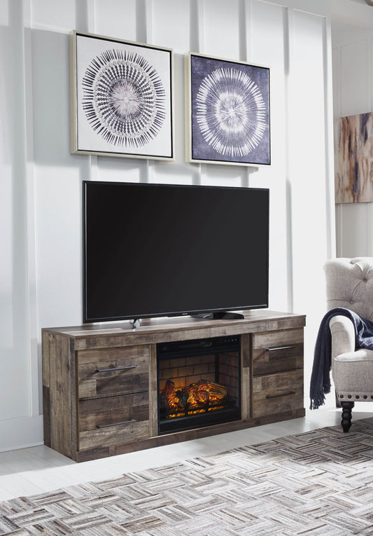 Derekson - TV Stand With Electric Fireplace - Multi Gray-0
