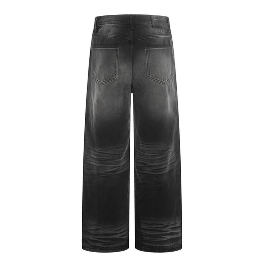 Color washed denim straight leg pants
