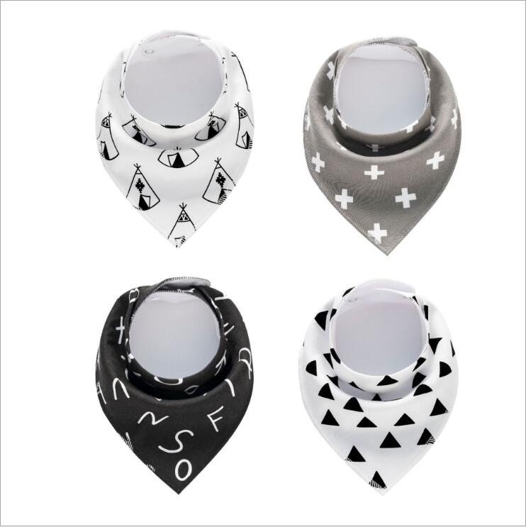 Lot de 4 bavoirs imprimés flèche vague triangle, accessoires bavoir bandana en coton pour bébé