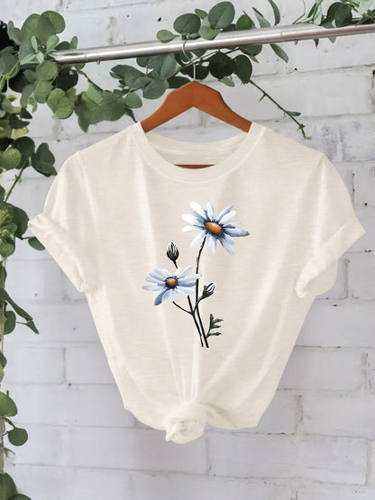 Floral printed T-shirt short sleeved shirt
