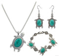 New Turquoise Turtle Animal Set Chain European And American Fashion Necklace Earring Set Jewelry Four Piece Set Jewelry