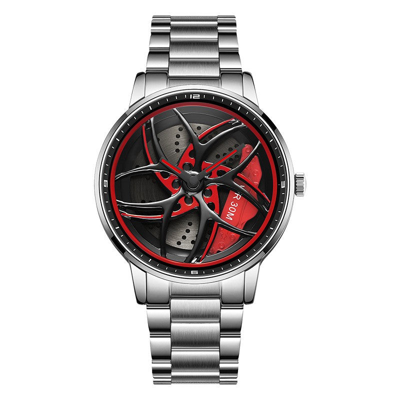 Reloj de cuarzo para hombre con correa giratoria y esfera de rueda