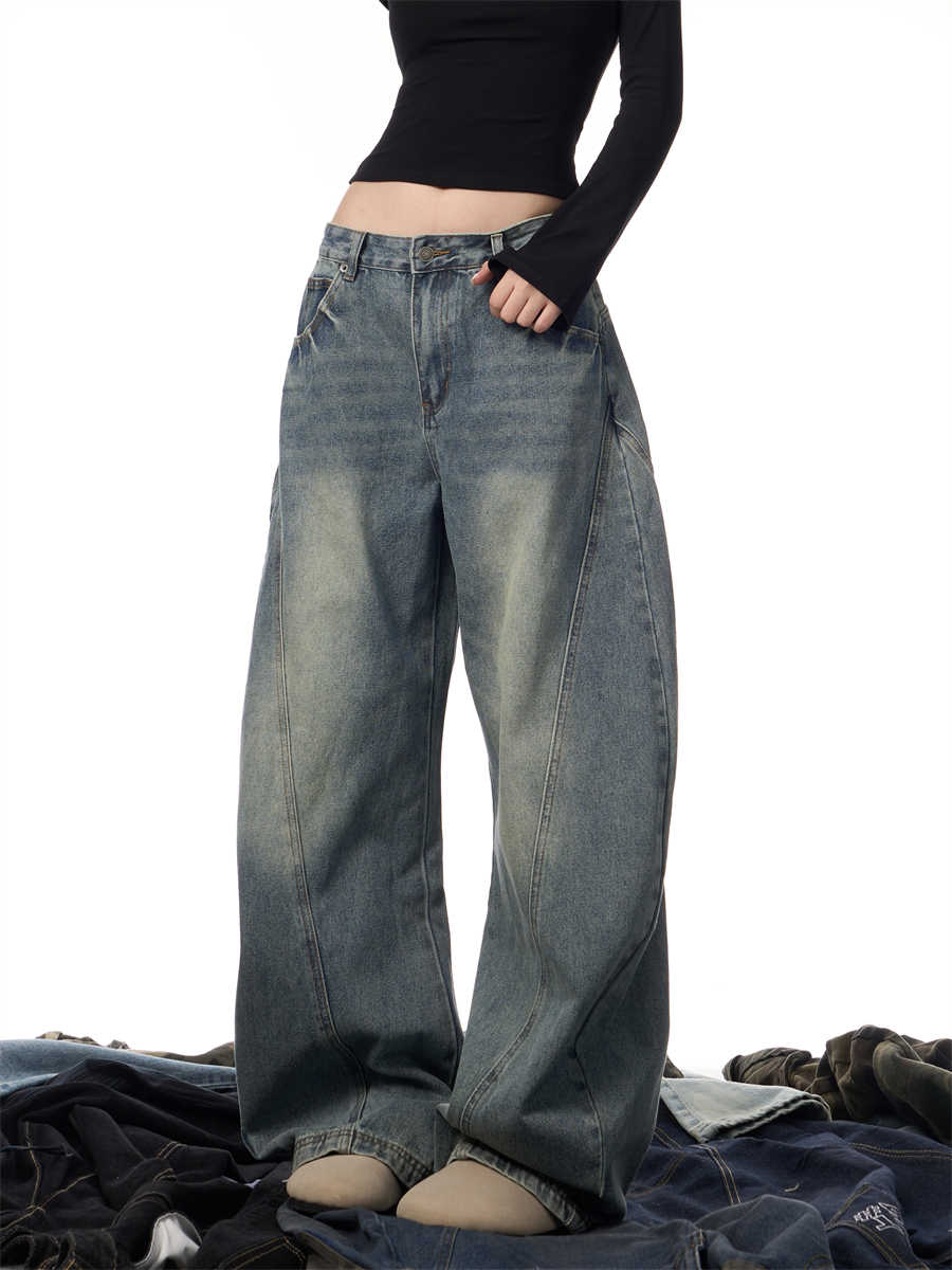 Jean Femme Large Décontracté Rétro Délavé