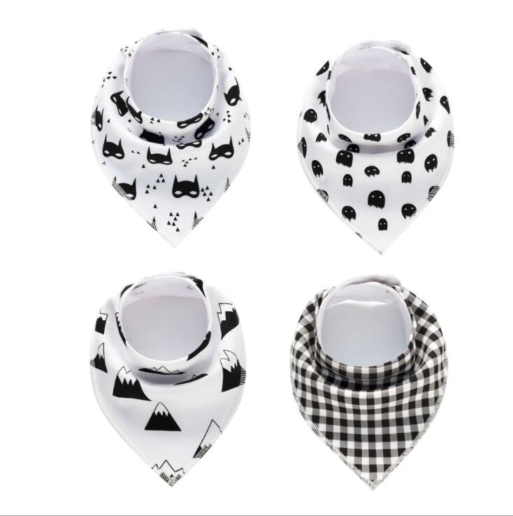 Lot de 4 bavoirs imprimés flèche vague triangle, accessoires bavoir bandana en coton pour bébé