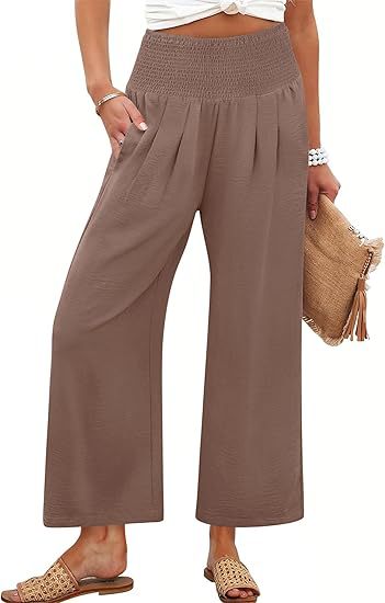 Pantalon court taille haute de couleur unie pour femme PrintempsAutomne
