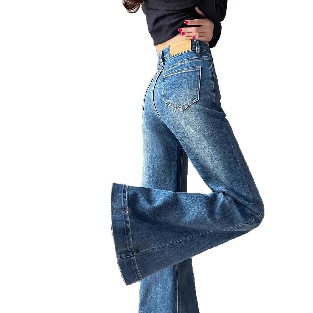 Jean skinny coupe droite à taille cintrée pour femme