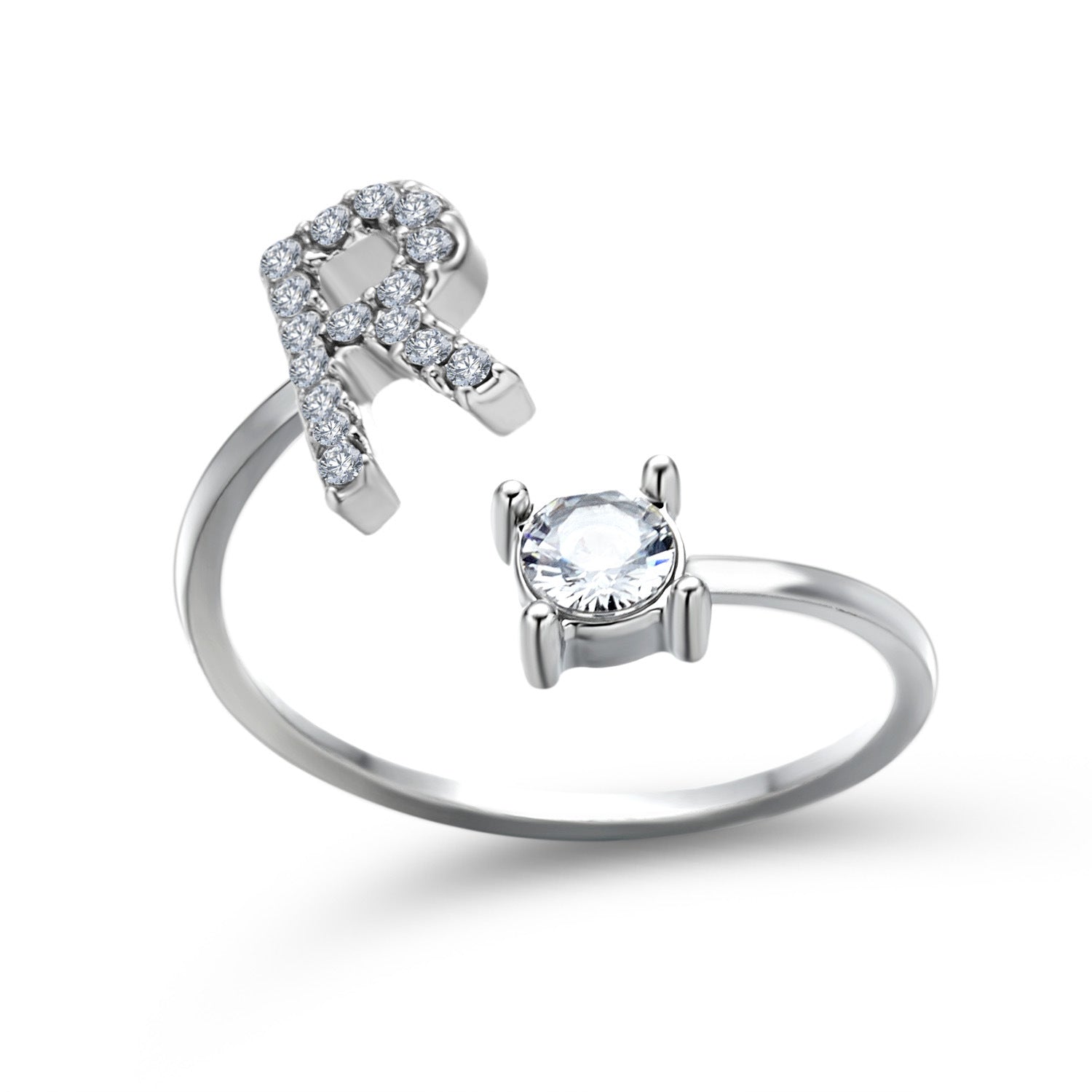 Anillo ajustable de nuevo diseño con 26 letras iniciales, joyería de moda para mujer, joyería simple y elegante
