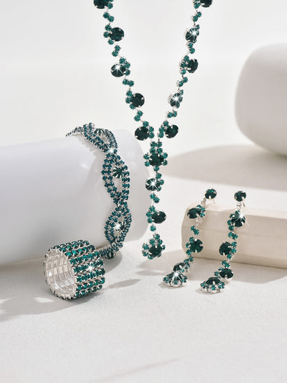 Collier en cristal, boucles d'oreilles et bracelet tendance