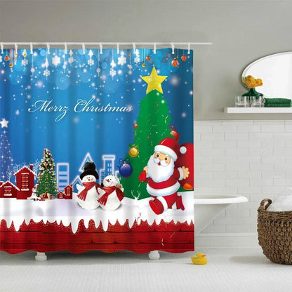 Christmas Waterproof Polyester Bathroom Shower Curtain Decor With Hooks by eprolo