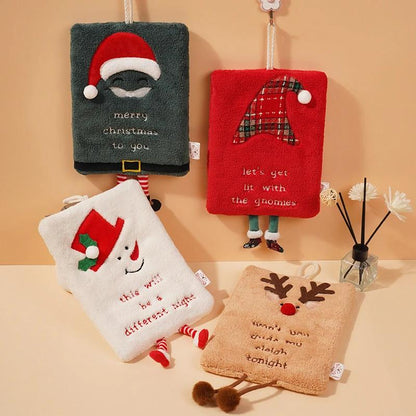 New Christmas hand towel can be hung with thick coral fleece towel, kitchen absorbent quick drying cloth, cartoon hand towel by eprolo