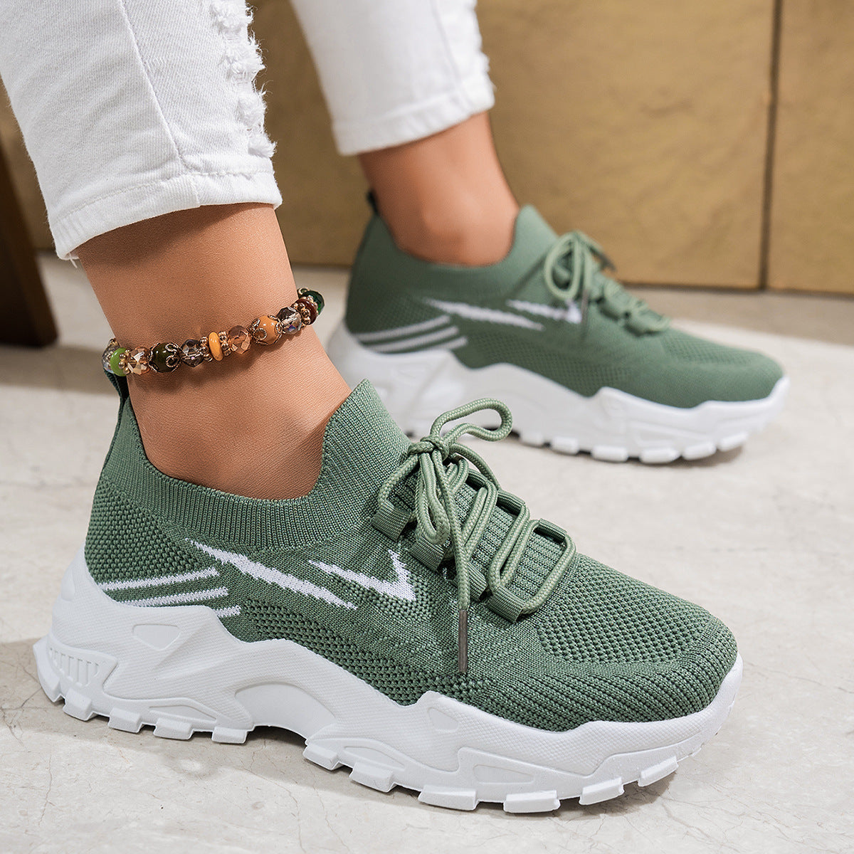 Zapatillas deportivas casuales, elegantes y ligeras de suela blanda para mujer