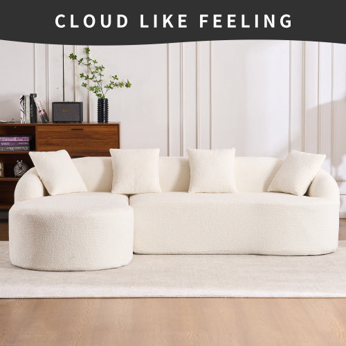 LuxeForm™ – Grey Compression Sofa with Chaise Lounge & 4 Pillows