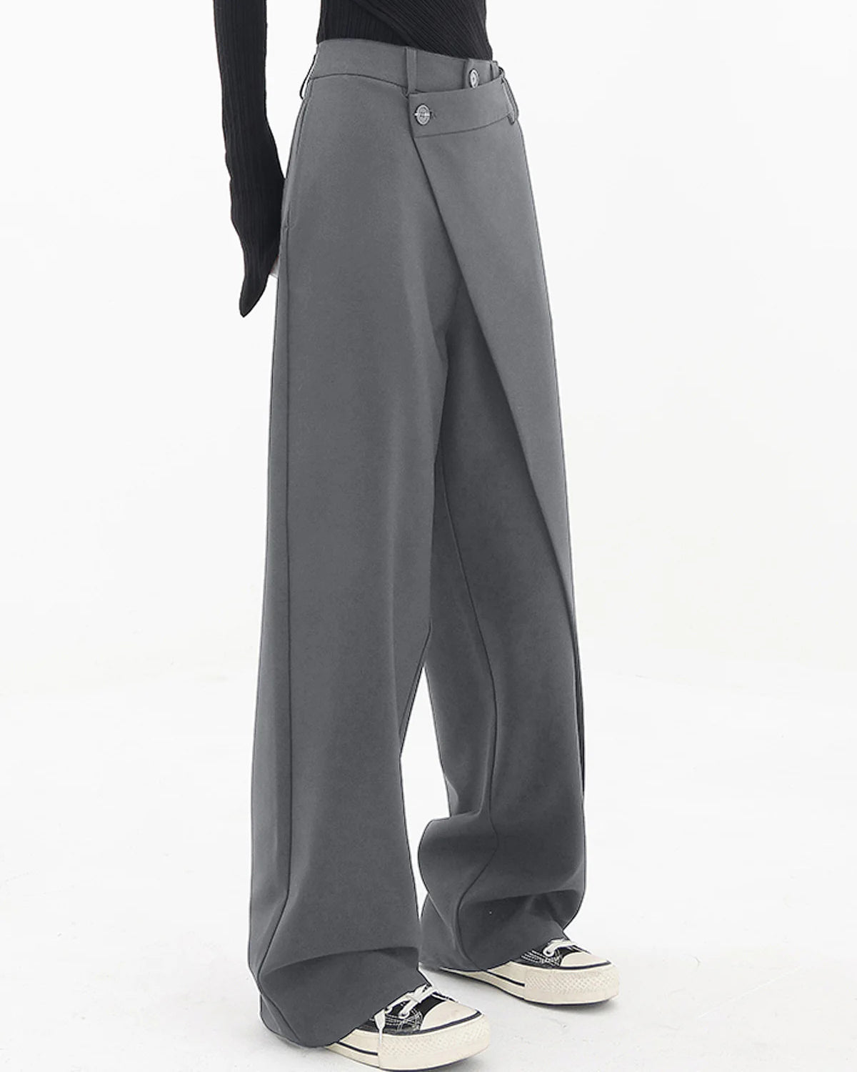 Pantalones Anchos Irregulares Ins Moda Pantalones Sueltos Ropa de Mujer