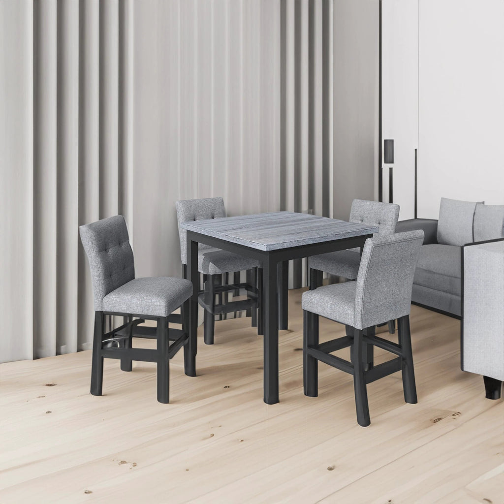TOPMAX 5-piece cabinet dining table set, wooden square dining table and chairs, and 4 soft cushioned high back chairs in black by eprolo