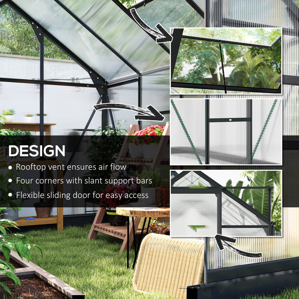 Polycarbonate Greenhouse, Heavy Duty Outdoor Aluminum Walk-in