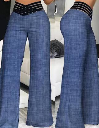 Pantalon micro-évasé à ceinture ajourée