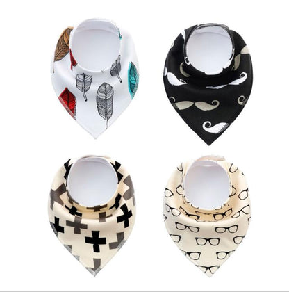 Lot de 4 bavoirs imprimés flèche vague triangle, accessoires bavoir bandana en coton pour bébé