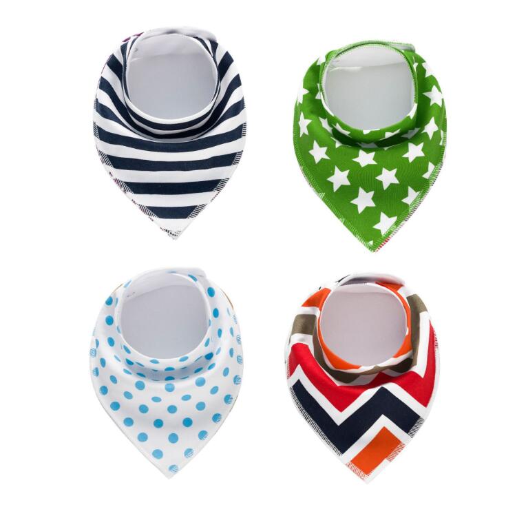 Lot de 4 bavoirs imprimés flèche vague triangle, accessoires bavoir bandana en coton pour bébé