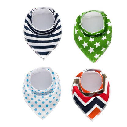 Lot de 4 bavoirs imprimés flèche vague triangle, accessoires bavoir bandana en coton pour bébé