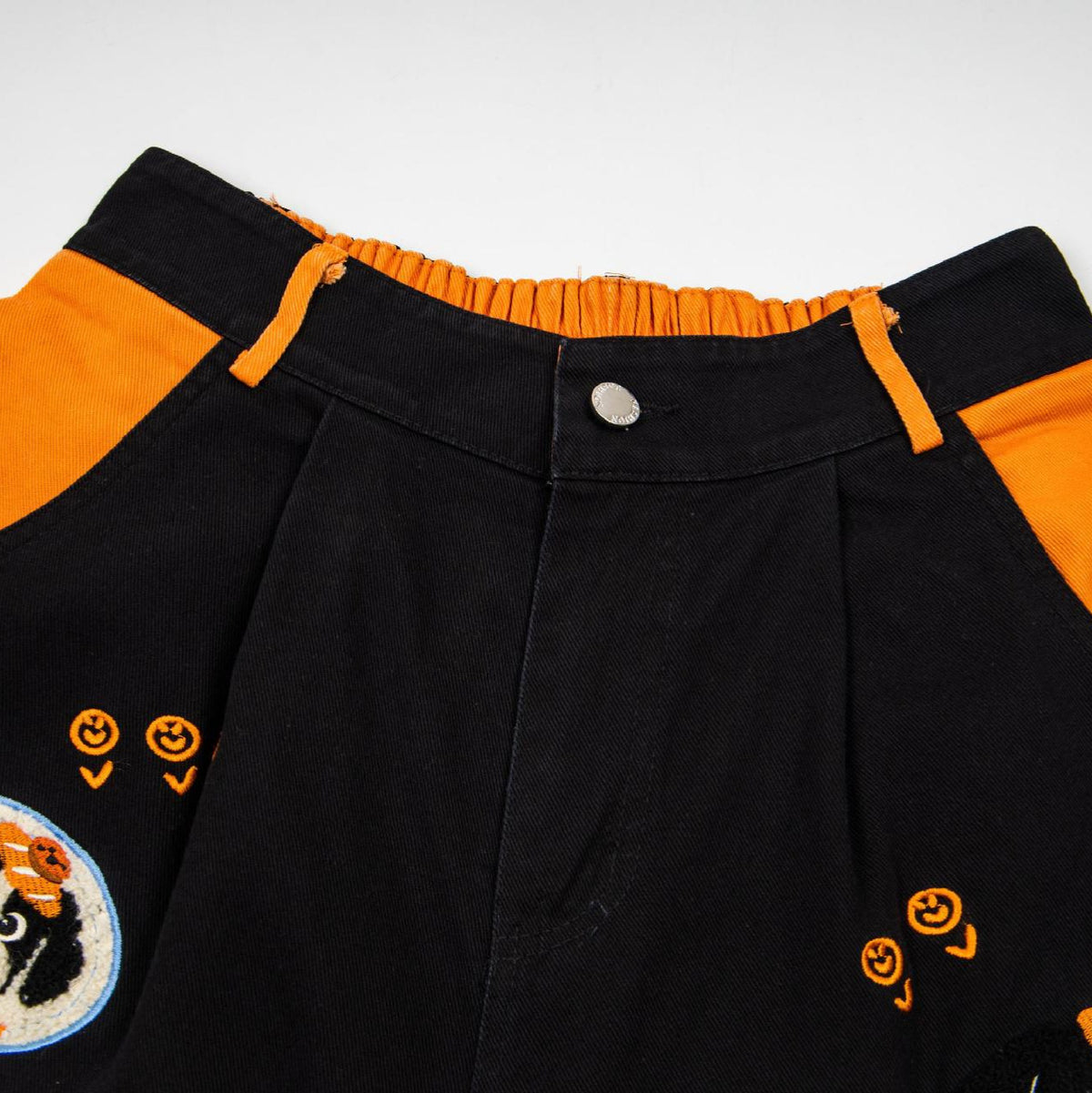 Cartoon puppy embroidered wide leg jeans