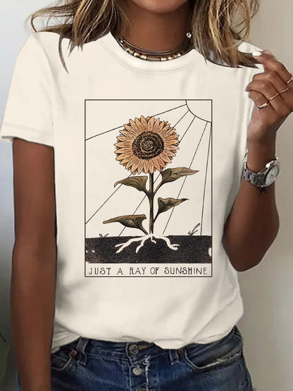 T-shirt tournesol à manches courtes pour femme