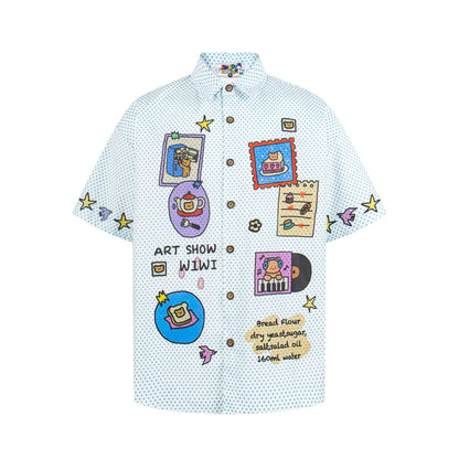 Cartoon polka dot short sleeved shirt