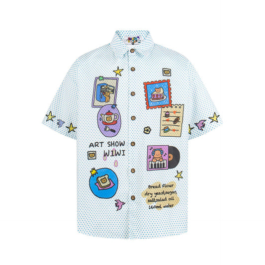 Cartoon polka dot short sleeved shirt