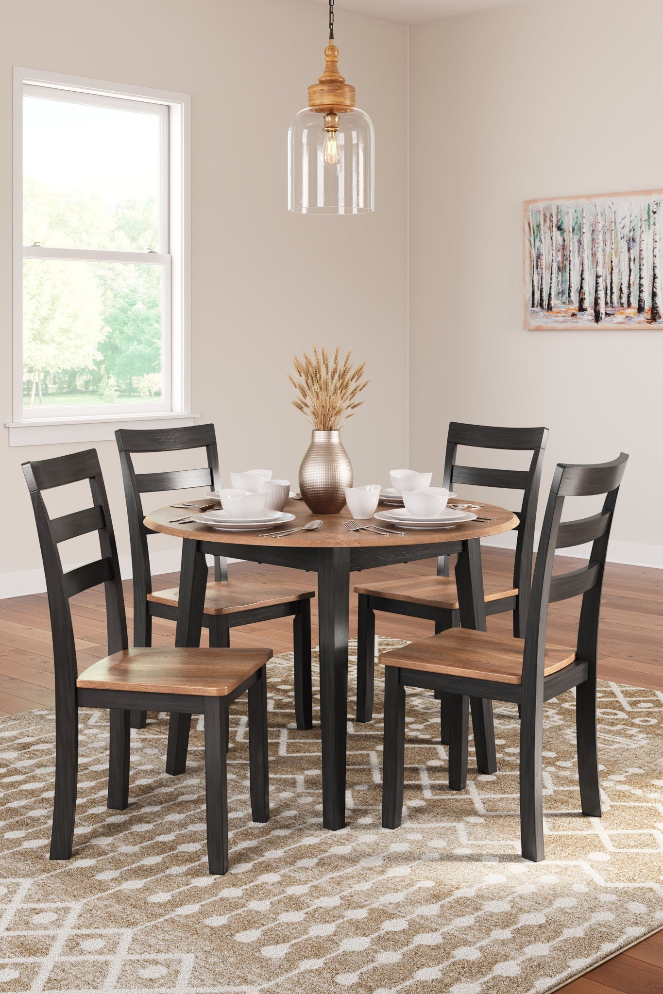 Gesthaven - Round Dining Room Drop Leaf Table Set-0