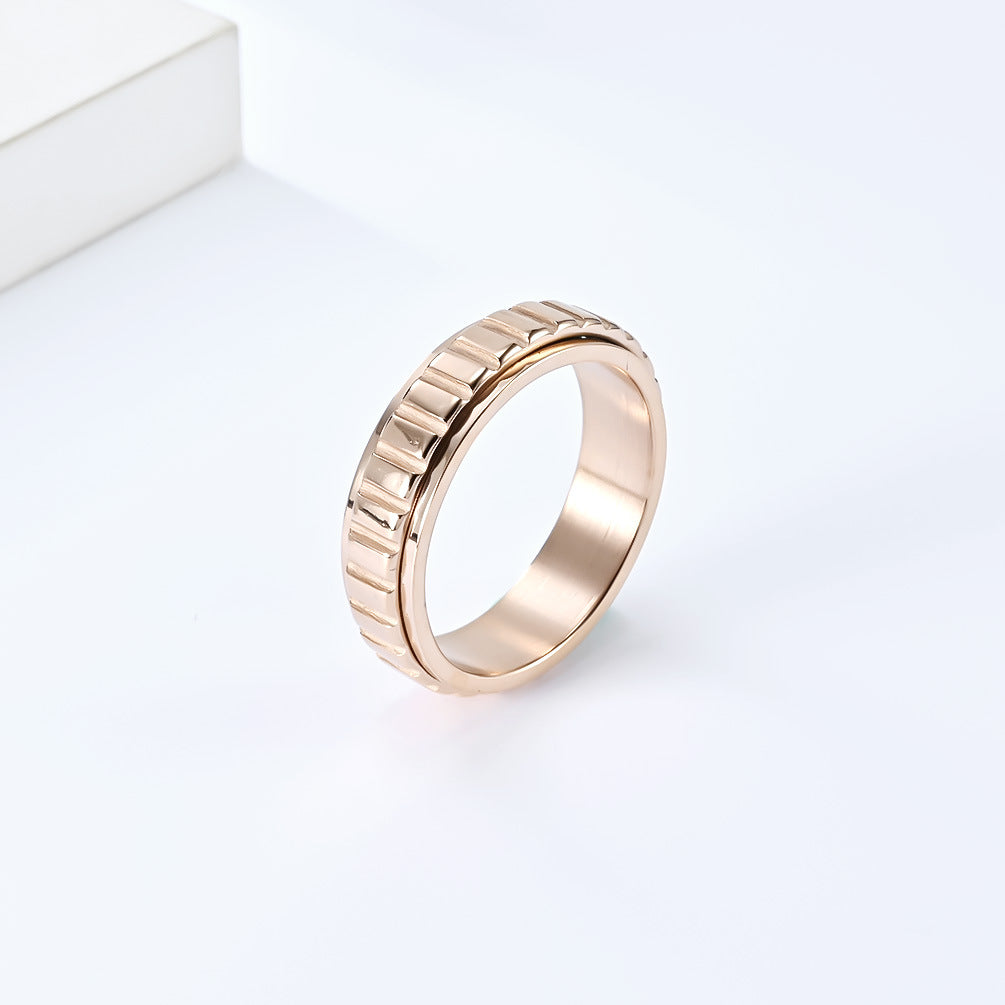 Neutral-style Rotatable Grid Titanium Steel Ring