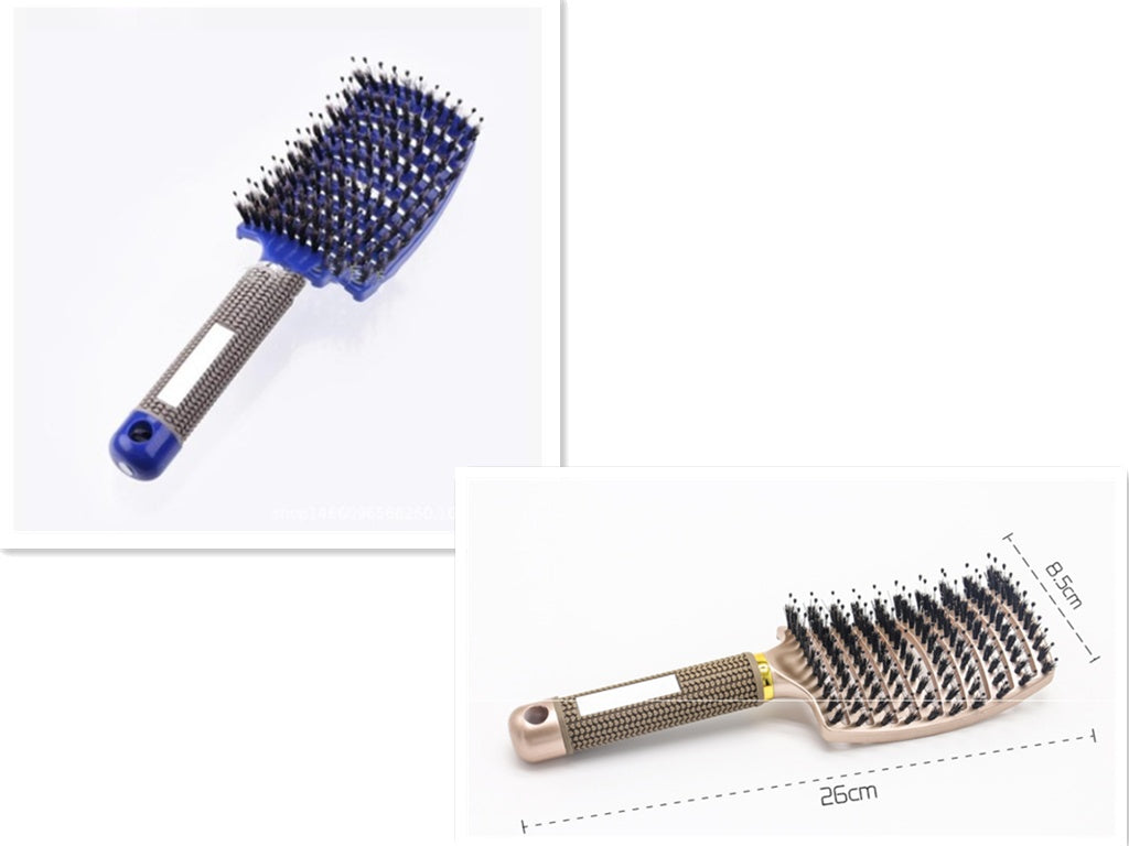 Cepillo para el cabello antinudos Brushy, desenredante para mujer, cerdas de nailon, masajeador de cuero cabelludo, peine para el cabello