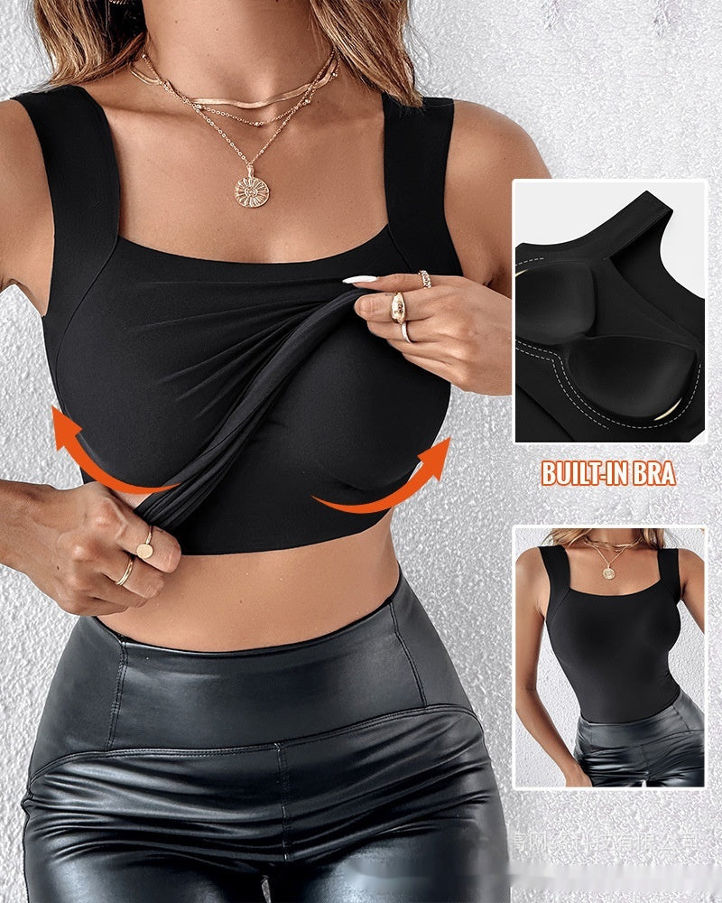 Chaleco sin costuras para mujer con bajo de piel