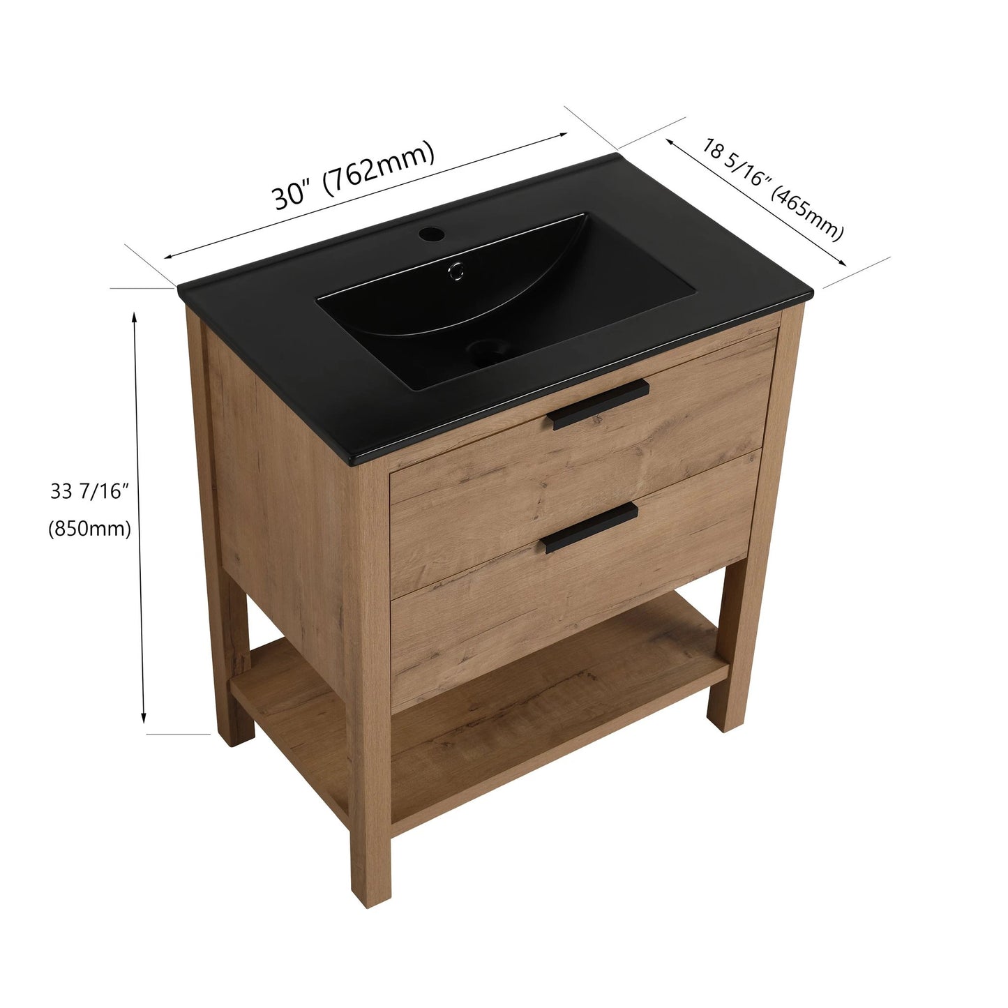 30 Inch Bathroom Vanity Plywood With 2 Drawers(BVB01030IMO-BL9075BK) by eprolo
