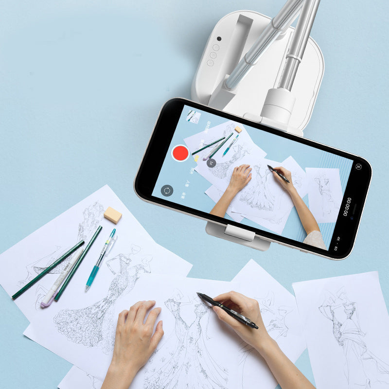 Support de téléphone portable rétractable sans fil pour diffusion en direct avec anneau lumineux LED de beauté à intensité variable sans fil