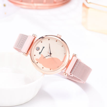 Montre en textile d'alliage de loisirs de mode pour femmes à quartz