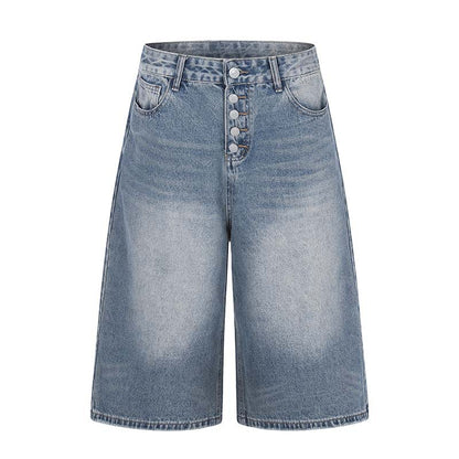 Single row button Denim Shorts