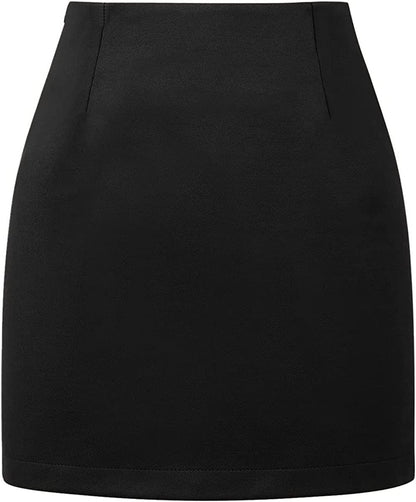 Mini-jupe crayon moulante en laine à carreaux taille haute pour femme